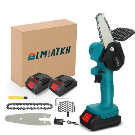Mini Scie à Chaine Sans Fil électrique 2400W 18V 4''avec 2 Batteries 18V Bleu Agito 3 Mini Scie à Chaine Sans Fil électrique 2400W 18V 4''avec 2 Batteries 18V Bleu Agito