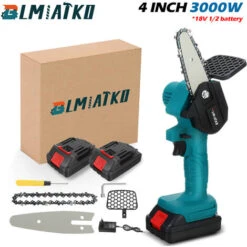 Mini Scie à Chaine Sans Fil électrique 2400W 18V 4''avec 2 Batteries 18V Bleu Agito 10 Mini Scie à Chaine Sans Fil électrique 2400W 18V 4''avec 2 Batteries 18V Bleu Agito -Makitch Magasin 100258497 4