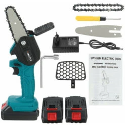 Mini Scie à Chaine Sans Fil électrique 2400W 18V 4''avec 2 Batteries 18V Bleu Agito 11 Mini Scie à Chaine Sans Fil électrique 2400W 18V 4''avec 2 Batteries 18V Bleu Agito -Makitch Magasin 100258497 5