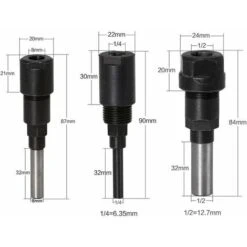 3Pcs Router Collet Extension Bit De Routeur Extension De Collet Et Rognage Découpage Machine De Gravure Extender Porte-mandrin De Travail Du Bois Fraise 1/4 / 1/2 /8mm Shank 9 3Pcs Router Collet Extension Bit De Routeur Extension De Collet Et Rognage Découpage Machine De Gravure Extender Porte-mandrin De Travail Du Bois Fraise 1/4 / 1/2 /8mm Shank -Makitch Magasin 100342078 3