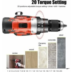 Perceuse Visseuse à Percussion Sans Fil TEENO,2×2.0 Ah Batteries, 13mm Mandrin Auto-serrant -Makitch Magasin 13575364 3