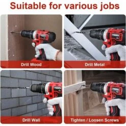 Perceuse Visseuse à Percussion Sans Fil TEENO,2×2.0 Ah Batteries, 13mm Mandrin Auto-serrant -Makitch Magasin 13575364 5