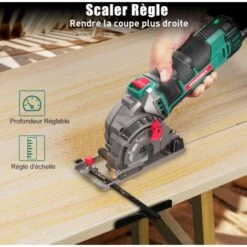 Scie Circulaire, HYCHIKA 500W Mini Scie Circulaire, 4500RPM, Profondeur De Coupe: 0-25mm, Moteur En Cuivre Pur, 3 Lames Pour Les Coupes De Bois, De Métal Mou, De Carreaux Et De Plastique -Makitch Magasin 20359601 3
