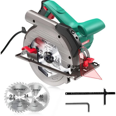 Scie Circulaire HYCHIKA 1500W, 4700PRM, 2 Lames De Scie Ø 190mm (40T&24T), Profondeur De Coupe Max.:65mm(90°), 45mm(45°), Moteur En Cuivre Pur, 3m Cordon D'alimentation 3 Scie Circulaire HYCHIKA 1500W, 4700PRM, 2 Lames De Scie Ø 190mm (40T&24T), Profondeur De Coupe Max.:65mm(90°), 45mm(45°), Moteur En Cuivre Pur, 3m Cordon D'alimentation