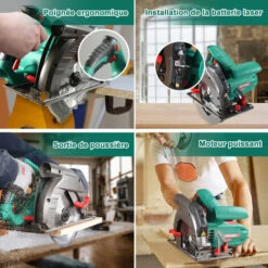 Scie Circulaire HYCHIKA 1500W, 4700PRM, 2 Lames De Scie Ø 190mm (40T&24T), Profondeur De Coupe Max.:65mm(90°), 45mm(45°), Moteur En Cuivre Pur, 3m Cordon D'alimentation 9 Scie Circulaire HYCHIKA 1500W, 4700PRM, 2 Lames De Scie Ø 190mm (40T&24T), Profondeur De Coupe Max.:65mm(90°), 45mm(45°), Moteur En Cuivre Pur, 3m Cordon D'alimentation -Makitch Magasin 31787756 3