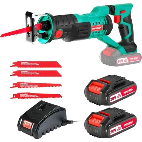 Scie Sabre à Batterie, HYCHIKA 18V Scie Egoîne Electrique Sans Fil, Vitesses Réglables 0-2800RPM, 4×Lames De Scie, Avec 2Ah, 2×Batteries, 1h Chargeur Rapide, Idéal Pour La Coupe Du Bois Et Du Métal 3 Scie Sabre à Batterie, HYCHIKA 18V Scie Egoîne Electrique Sans Fil, Vitesses Réglables 0-2800RPM, 4×Lames De Scie, Avec 2Ah, 2×Batteries, 1h Chargeur Rapide, Idéal Pour La Coupe Du Bois Et Du Métal