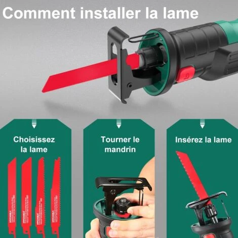 Scie Sabre à Batterie, HYCHIKA 18V Scie Egoîne Electrique Sans Fil, Vitesses Réglables 0-2800RPM, 4×Lames De Scie, Avec 2Ah, 2×Batteries, 1h Chargeur Rapide, Idéal Pour La Coupe Du Bois Et Du Métal 4 Scie Sabre à Batterie, HYCHIKA 18V Scie Egoîne Electrique Sans Fil, Vitesses Réglables 0-2800RPM, 4×Lames De Scie, Avec 2Ah, 2×Batteries, 1h Chargeur Rapide, Idéal Pour La Coupe Du Bois Et Du Métal – Image 2