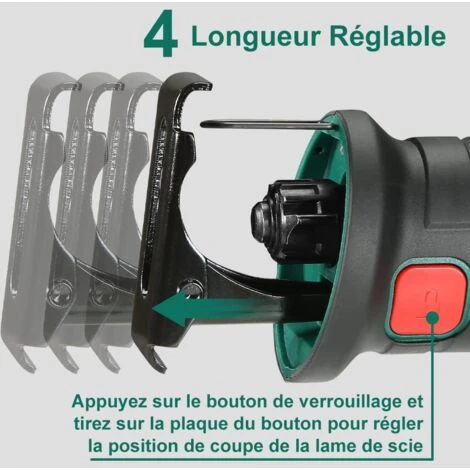 Scie Sabre à Batterie, HYCHIKA 18V Scie Egoîne Electrique Sans Fil, Vitesses Réglables 0-2800RPM, 4×Lames De Scie, Avec 2Ah, 2×Batteries, 1h Chargeur Rapide, Idéal Pour La Coupe Du Bois Et Du Métal 5 Scie Sabre à Batterie, HYCHIKA 18V Scie Egoîne Electrique Sans Fil, Vitesses Réglables 0-2800RPM, 4×Lames De Scie, Avec 2Ah, 2×Batteries, 1h Chargeur Rapide, Idéal Pour La Coupe Du Bois Et Du Métal – Image 3