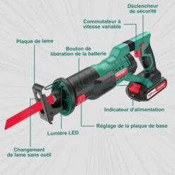 Scie Sabre à Batterie, HYCHIKA 18V Scie Egoîne Electrique Sans Fil, Vitesses Réglables 0-2800RPM, 4×Lames De Scie, Avec 2Ah, 2×Batteries, 1h Chargeur Rapide, Idéal Pour La Coupe Du Bois Et Du Métal 11 Scie Sabre à Batterie, HYCHIKA 18V Scie Egoîne Electrique Sans Fil, Vitesses Réglables 0-2800RPM, 4×Lames De Scie, Avec 2Ah, 2×Batteries, 1h Chargeur Rapide, Idéal Pour La Coupe Du Bois Et Du Métal -Makitch Magasin 31787762 5