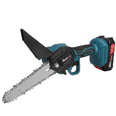 Scie à Chaine Trononneuse à Batterie élagueuse Sans Fil 6'' 10000rpm Scie à Bche électrique 2 Batteries 1 Chargeur Bleu 5 Scie à Chaine Trononneuse à Batterie élagueuse Sans Fil 6'' 10000rpm Scie à Bche électrique 2 Batteries 1 Chargeur Bleu – Image 3