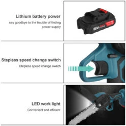 Scie à Chaine Trononneuse à Batterie élagueuse Sans Fil 6'' 10000rpm Scie à Bche électrique 2 Batteries 1 Chargeur Bleu 10 Scie à Chaine Trononneuse à Batterie élagueuse Sans Fil 6'' 10000rpm Scie à Bche électrique 2 Batteries 1 Chargeur Bleu -Makitch Magasin 36572151 4