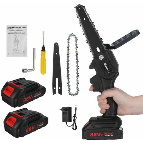 Mustool Scie à Chaine électrique 6 Pouces 88Vf 1200W 10000 Tr/min Avec 2 Batteries 3 Mustool Scie à Chaine électrique 6 Pouces 88Vf 1200W 10000 Tr/min Avec 2 Batteries