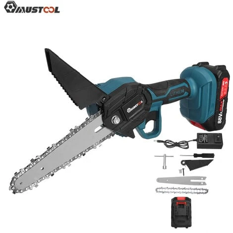 Scie à Chaine Trononneuse à Batterie élagueuse Sans Fil 21V 6'' 10000rpm Scie à Bche électrique 1 Batterie 1 Chargeur Bleu 3 Scie à Chaine Trononneuse à Batterie élagueuse Sans Fil 21V 6'' 10000rpm Scie à Bche électrique 1 Batterie 1 Chargeur Bleu