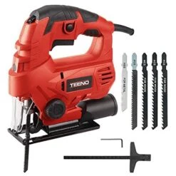 Scie Sauteuse 650W TEENO,6 Vitesses Réglables, Angle D'inclinaison ±45 °