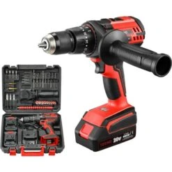 Perceuse A Percussion,TEENO 20V Perceuse Visseuse Sans Fil,poignée Latérale Amovible,2x2.0AhBatterie,20+3Réglages De Couple & 2 Vite