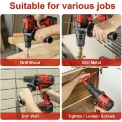 Perceuse A Percussion,TEENO 20V Perceuse Visseuse Sans Fil,poignée Latérale Amovible,2x2.0AhBatterie,20+3Réglages De Couple & 2 Vite -Makitch Magasin 54089190 4