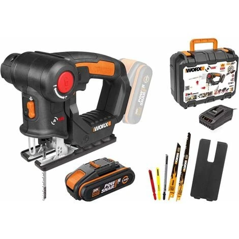 WORX Scie Sauteuse 2 En 1 Scie Multifonction Sans Fil Professionnelle 18V(20V Max), Batterie Powershare, WX550.4 3 WORX Scie Sauteuse 2 En 1 Scie Multifonction Sans Fil Professionnelle 18V(20V Max), Batterie Powershare, WX550.4