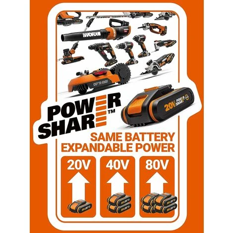WORX Scie Sauteuse 2 En 1 Scie Multifonction Sans Fil Professionnelle 18V(20V Max), Batterie Powershare, WX550.4 4 WORX Scie Sauteuse 2 En 1 Scie Multifonction Sans Fil Professionnelle 18V(20V Max), Batterie Powershare, WX550.4 – Image 2