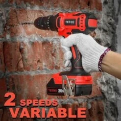 Perceuse Visseuse A Percussion Sans Fil PSR 20v TEENO,12A Batterie Visseuse Devisseuse Sans Fil,Gants Professionnels (Une Batterie) -Makitch Magasin 59229545 4