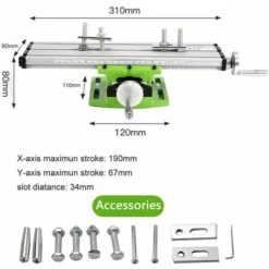 Mini Fraiseuse,Multifonctionnelle Table De Perage Transversale Ajustable,Mini Fraiseuse Table,Table De Glissière De Forage Composée De Fraiseuse Pour Perceuse D'établi De Bricolage,310x90 Mm,Lilaris -Makitch Magasin 59805742 3