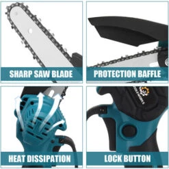 Tronconneuse à Batterie Scie à Chaine élagueuse Sans Fil Brushless VIOLEWORKS 8''18V 10000RPM Scie à Chaine Scie à Buche 2 Batteries -Makitch Magasin 63729206 5
