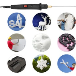 Kit De Coupe-mousse électrique Portable 24 W Avec 5 Pointes Droites Et 1 Pointe En Arc Température Réglable Stylo De Coupe En Mousse Portable Coupe-fil Chaud Outil De Coupe En Polystyrène Graveur -Makitch Magasin 65679797 3