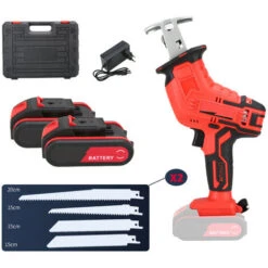 Scie Sabre Sans Fil Avec 2 4.0Ah Batterie, 8 Lames De Scie, En Coffret Idéal Pour La Coupe Du Bois Et Du Métal