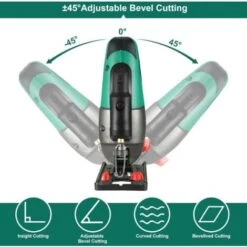 Scie Sauteuse HYCHIKA 750W, Avec Moteur En Cuivre Puissant, 800-3000SPM Tours Par Minute Avec 6 Vitesses Variables, Angle D'inclinaison ±45 ° -Makitch Magasin 66371756 3