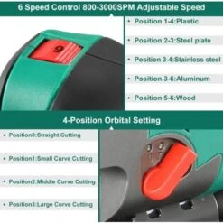 Scie Sauteuse HYCHIKA 750W, Avec Moteur En Cuivre Puissant, 800-3000SPM Tours Par Minute Avec 6 Vitesses Variables, Angle D'inclinaison ±45 ° -Makitch Magasin 66371756 5