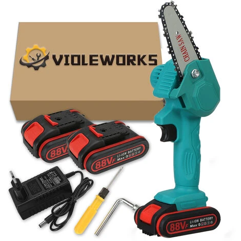 Fantablau Trononneuse VIOLEWORKS 4''18V Sécateur Sans Fil Batterie Trononneuse Scie à Bche électrique 2 Batteries Bleu 3 Fantablau Trononneuse VIOLEWORKS 4''18V Sécateur Sans Fil Batterie Trononneuse Scie à Bche électrique 2 Batteries Bleu