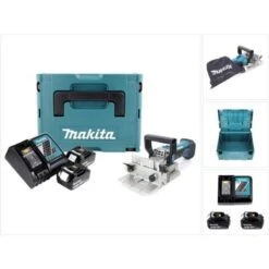 Makita BPJ 180 RFJ Fraiseuse à Rainurer Sans Fil 18V + 2x Batteries 3,0Ah + Chargeur + Coffret Makpac