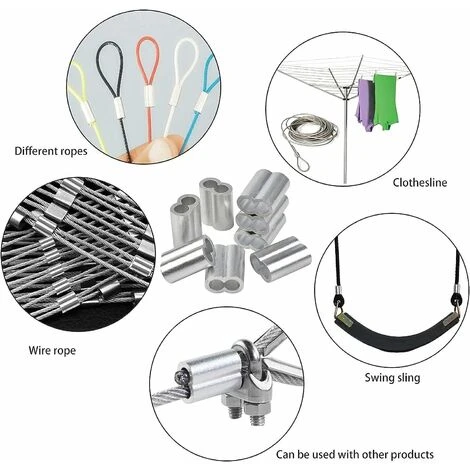 Manchon Aluminium Câble,100 PCS Manchons à Sertir En Aluminium Boucle Sertissage Câble Clip Ferrules En Doubles Clips De Boucle De Sertissage Avec Embouts Pour Câbles En Acier Câble Métallique 1,5 Mm, 7 Manchon Aluminium Câble,100 PCS Manchons à Sertir En Aluminium Boucle Sertissage Câble Clip Ferrules En Doubles Clips De Boucle De Sertissage Avec Embouts Pour Câbles En Acier Câble Métallique 1,5 Mm, – Image 5