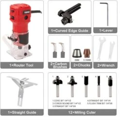 Affleureuse 650W 15000-32000 RPM TEENO, 6 Vitesses Variables,Profession Défonceuse Électrique Avec Fraises à Défoncer Queue De 1/4",Base Fixe Mèches 6.35mm -Makitch Magasin 73753752 5