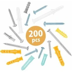 GDRHVFD Kit De Vis Et Chevilles 200 Pièces Grand Assortiment De Vis Chevilles Pour Montage, Réparation, Construction, Forage" -Makitch Magasin 74081955 3