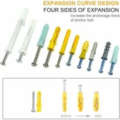 GDRHVFD Kit De Vis Et Chevilles 200 Pièces Grand Assortiment De Vis Chevilles Pour Montage, Réparation, Construction, Forage" -Makitch Magasin 74081955 4