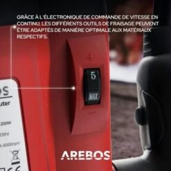 AREBOS Défonceuse à Bois Fraiseuse De Bords à Main Mallette Comprend 12 Mèches De Toupie Avec Queue De 8 Mm 1200 W -Makitch Magasin 7557525 2