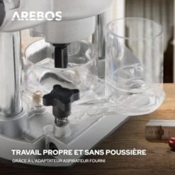 AREBOS Défonceuse à Bois Fraiseuse De Bords à Main Mallette Comprend 12 Mèches De Toupie Avec Queue De 8 Mm 1200 W -Makitch Magasin 7557525 3