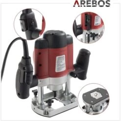 AREBOS Défonceuse à Bois Fraiseuse De Bords à Main Mallette Comprend 12 Mèches De Toupie Avec Queue De 8 Mm 1200 W -Makitch Magasin 7557525 5