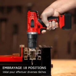 Perceuse Visseuse Sans Fil 18V Visseuse Sans Fil Avec 2 Batteries 18+1 Réglages De Couple Auto-serrant 10mm LED Pour Bricolage 2 Vitesses Idéal Pour Visser Et Percer -Makitch Magasin 76879729 3