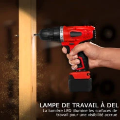Perceuse Visseuse Sans Fil 18V Visseuse Sans Fil Avec 2 Batteries 18+1 Réglages De Couple Auto-serrant 10mm LED Pour Bricolage 2 Vitesses Idéal Pour Visser Et Percer -Makitch Magasin 76879729 4