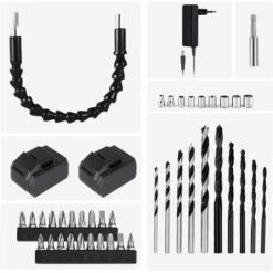 Perceuse Visseuse Sans Fil 18V Visseuse Sans Fil Avec 2 Batteries 18+1 Réglages De Couple Auto-serrant 10mm LED Pour Bricolage 2 Vitesses Idéal Pour Visser Et Percer -Makitch Magasin 76879729 5