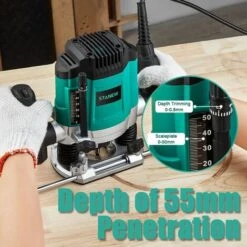 Défonceuse Verticale Electrique 1200 W 16000-30000 RPM STANEW, Profession Fresatrice Verticale Avec Set De 12 Fraises,6 Vitesses, Réglage De La Profondeur De Fraisage. -Makitch Magasin 77013334 5