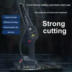 Mini Scie à Chaîne électrique 24V 12.7CM, Mini Tronçonneuse à Main électrique Avec 1 Batteries, 1 Charge -Makitch Magasin 78949987 5