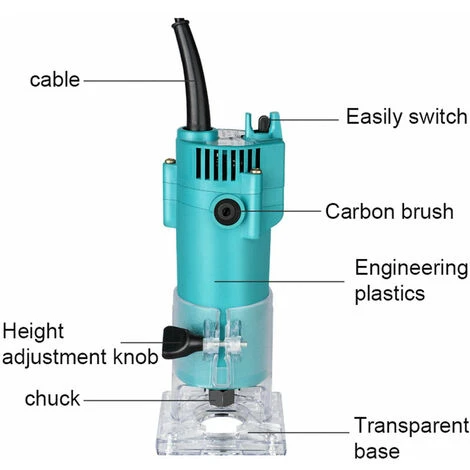 220V 450W Routeur A Bois Electrique Outil De Defonceuse A Bois Moteur A Brosse Pour Le Travail Du Bois Machine A Fraiser Graver Et Decouper Le Bois 5 220V 450W Routeur A Bois Electrique Outil De Defonceuse A Bois Moteur A Brosse Pour Le Travail Du Bois Machine A Fraiser Graver Et Decouper Le Bois – Image 3