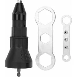 Pistolet à Rivets électrique, Pistolet à Riveter Professionnel Perceuse électrique Sans Fil Adaptateur De Rivetage, Kit De Poseur D'écrou De Pistolet à Rivet Conçu Pour Les Rivets(Noir)