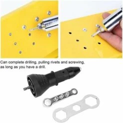 Pistolet à Rivets électrique, Pistolet à Riveter Professionnel Perceuse électrique Sans Fil Adaptateur De Rivetage, Kit De Poseur D'écrou De Pistolet à Rivet Conçu Pour Les Rivets(Noir) -Makitch Magasin 83757908 3