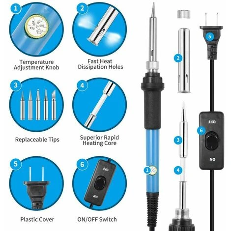 Kit De Pyrogravure 54 Pcs Pyrogravure Sur Bois 60W Température Réglable De 200 à 450 °C - Pour Bois, Cuir, Sculpture, Pyrogravure Sur Bois, Bricolage 4 Kit De Pyrogravure 54 Pcs Pyrogravure Sur Bois 60W Température Réglable De 200 à 450 °C - Pour Bois, Cuir, Sculpture, Pyrogravure Sur Bois, Bricolage – Image 2