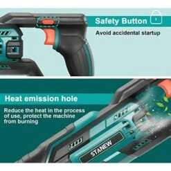 Scie Sabre Sans Fil, STANEW 18V Scie Sabre Avec 2,0Ah Batterie, Scie Electrique Vitesses Réglables 0-3000 SPM, Changement De Lame Sans Outil -Makitch Magasin 86501525 4