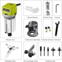 Dewinner à Bois Défonceuse Affleureuse électrique 710W 13000-33000RPM, 6 Vitesses Variables, 3 Pinces De 1/4" 6mm &8mm, Profession Plastifieuse Avec Accessoires -Makitch Magasin 86501727 3