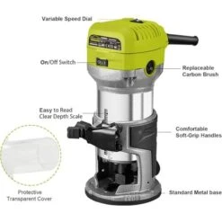 Dewinner à Bois Défonceuse Affleureuse électrique 710W 13000-33000RPM, 6 Vitesses Variables, 3 Pinces De 1/4" 6mm &8mm, Profession Plastifieuse Avec Accessoires -Makitch Magasin 86501727 5